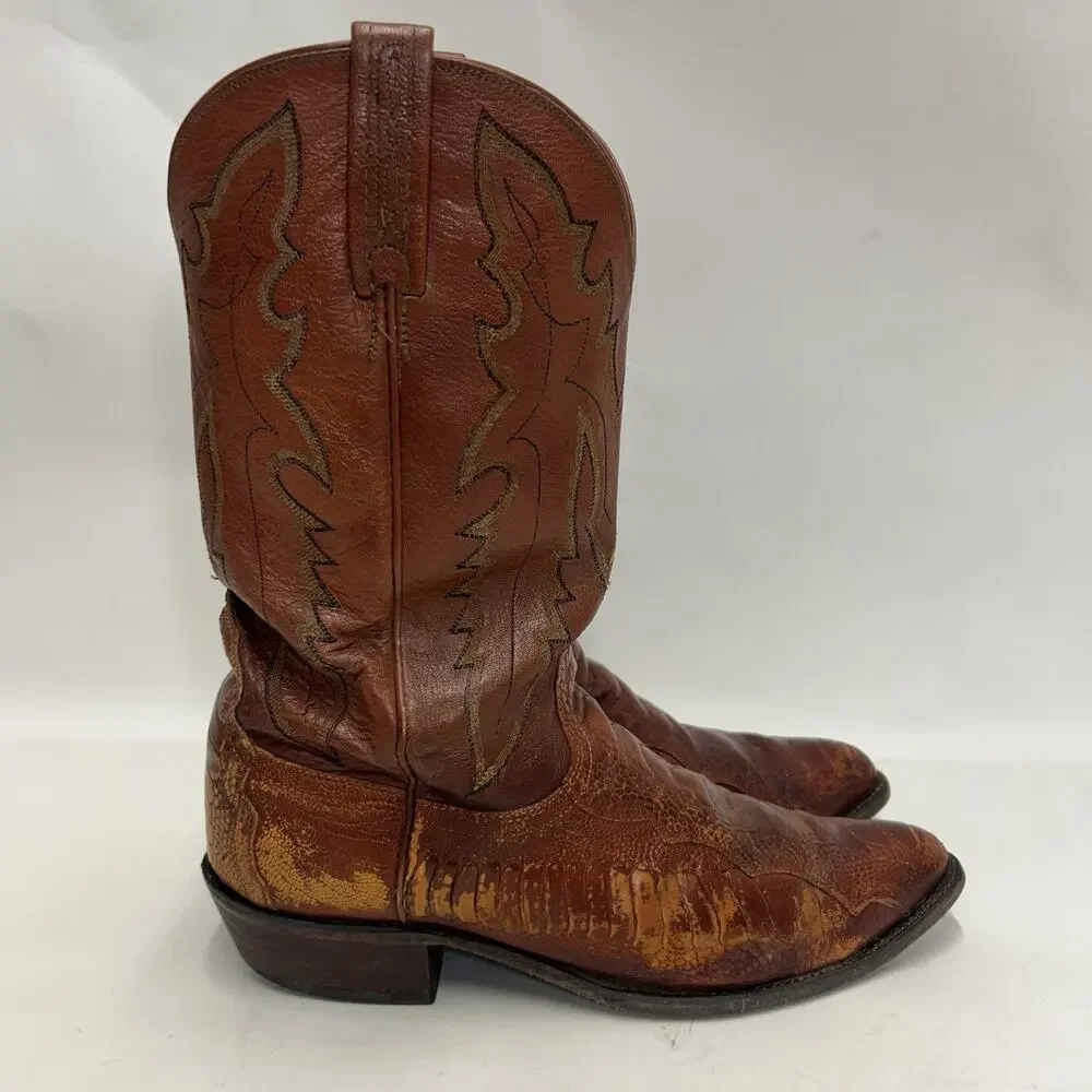 Vintage Lucchese 1883 Ostrich Leg Cowboy Boots “Brown”